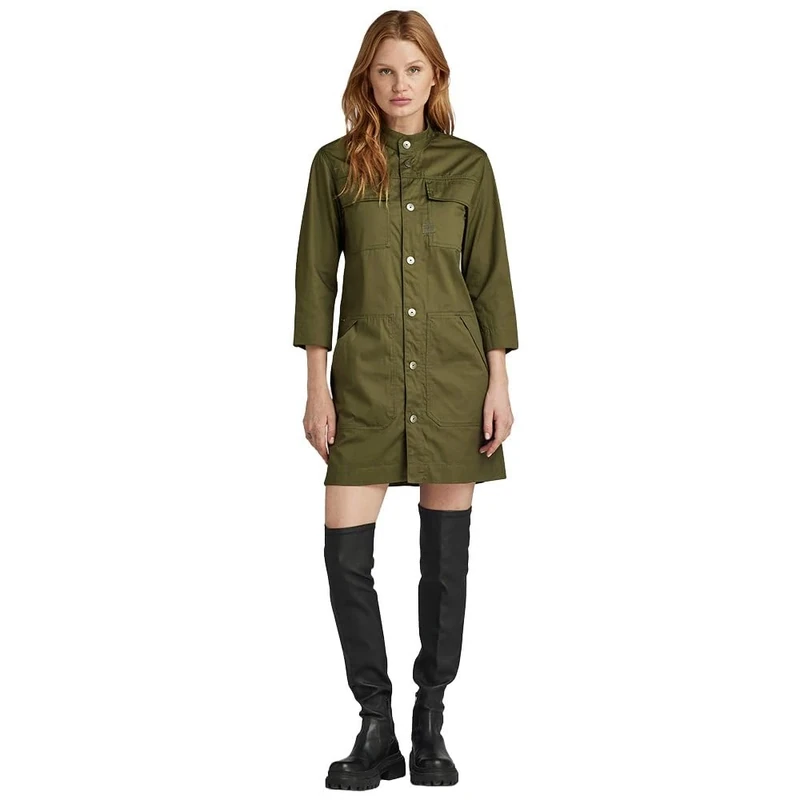G-STAR Shirt Dress, Green (Shadow Olive D24745-868-b230), S