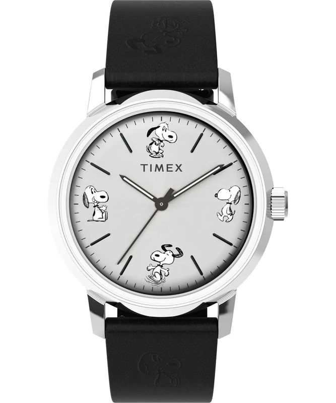 Timex Men's Analogue Automatic Watch with a Leather Strap Peanuts Marlin