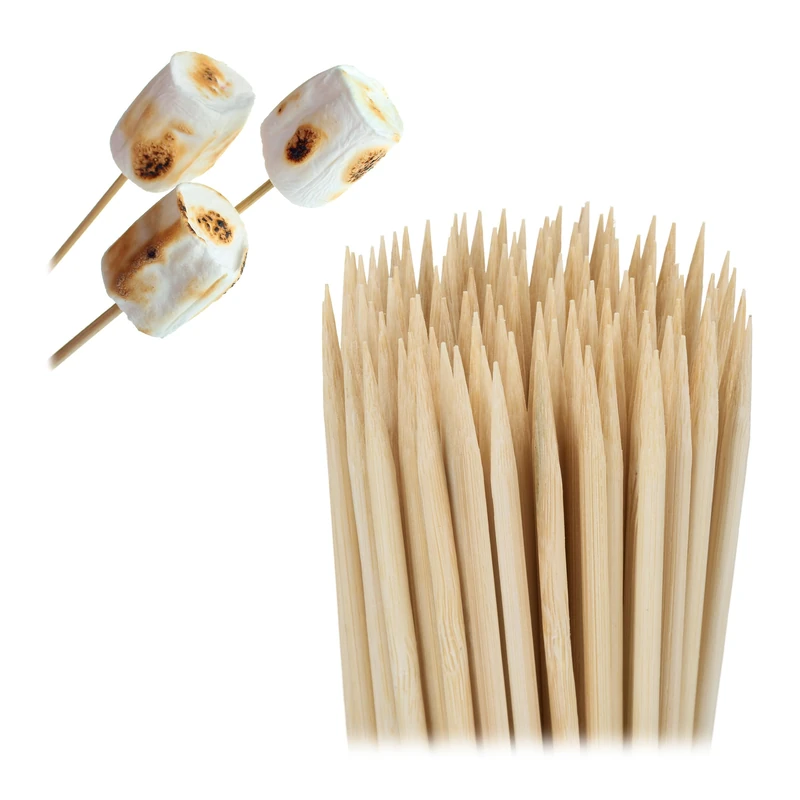 Relaxdays Bamboo Skewers, Set of 500, Barbecue and Fondues, 40cm Long, Grilling Meat, Vegetables, Marshmallows, Natural