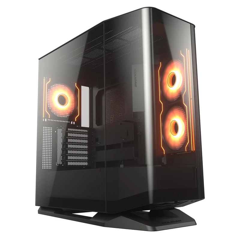COUGAR FV270 Curved Tempered Glass PC Case | Spacious Interior for High-End Components | with Superior Airflow Design - Black (Black RGB)