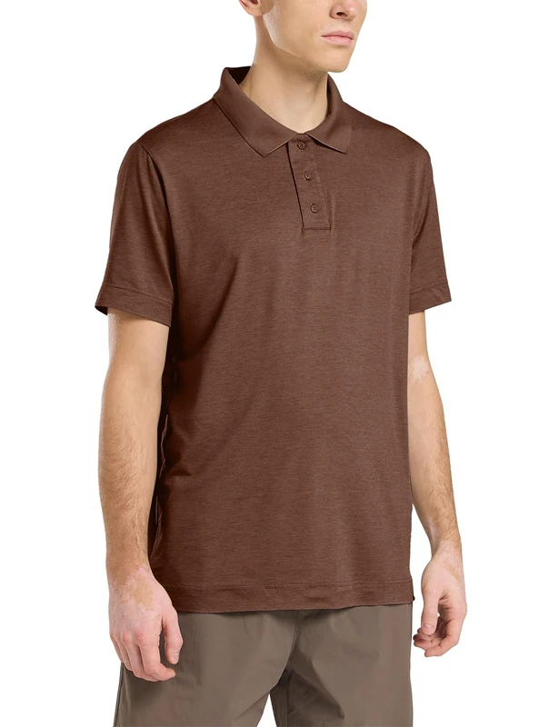 Jack Wolfskin Men's Travel Polo M T-Shirt, Dark Rust Heather, S