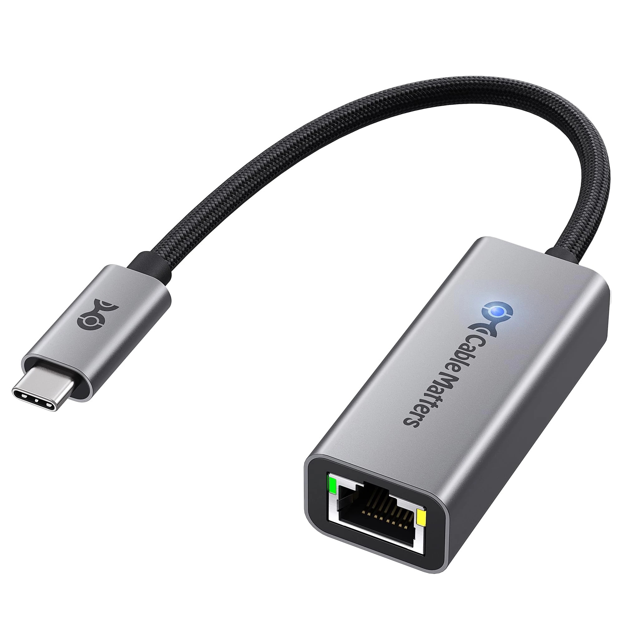 Cable Matters USB C to 5Gb Ethernet Adapter, 5 Gigabit Network Speed, USB C to Ethernet Adapter Compatible with USB 4, Thunderbolt 4/5, Plug & Play for MacBook, Laptop, and USBC Devices