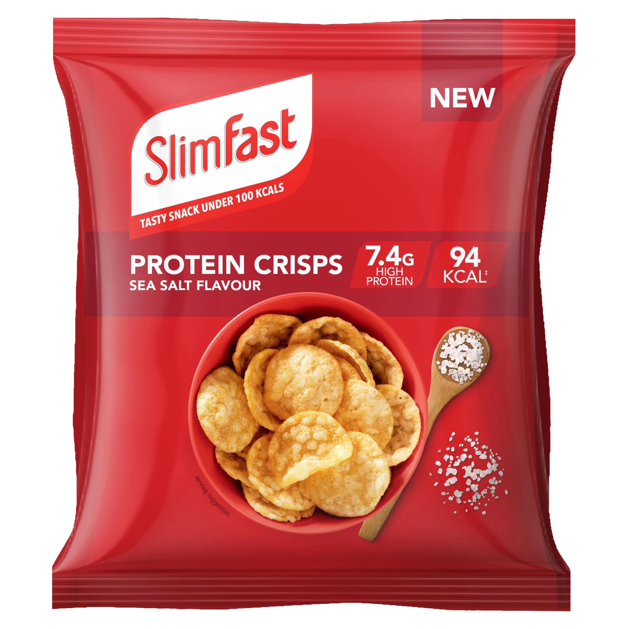 SlimFast Protein Crisps Sea Salt, 94 Calories & 7.4 g High Protein per Bag, Low-Calorie Healthy Snacks for Adults, Popped Soy and Potato Treat for Weight Loss and Balanced Diet, Multipack, 12 x 23 g