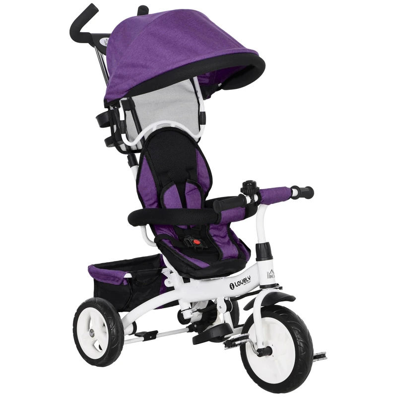 HOMCOM 6 in 1 Baby Trike - Kids Tricycle with Parent Handle