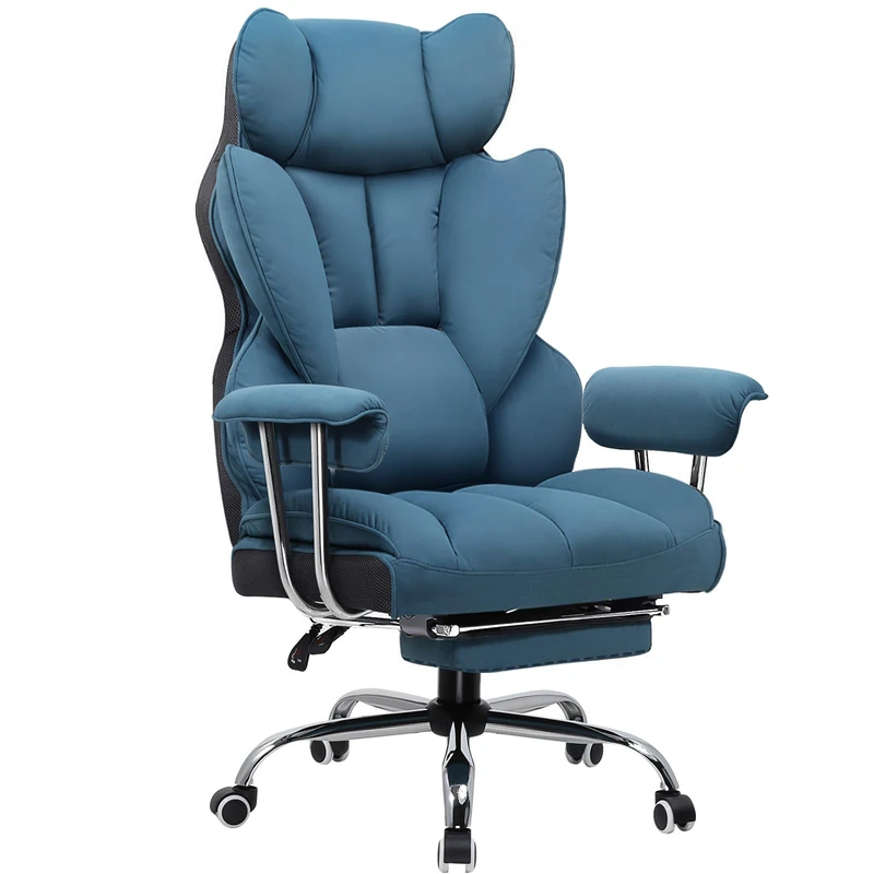 GTPLAYER Gaming Chair Heavy Duty Executive Office Chair with Footrest & Pocket Spring Lumbar Support, Big and Tall Adjustable High Back Computer Chairs for Gamer, Home Office, Blue