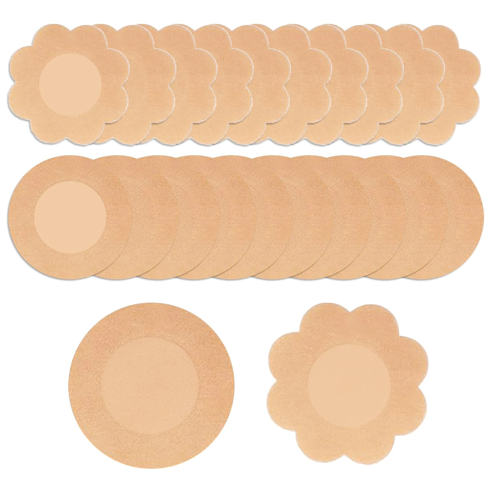 40pcs Invisible Nipple Covers - Plum Shaped Round Self-adhesive Nipple Stickers, Natural Skin Color, Petal Pasties for Women