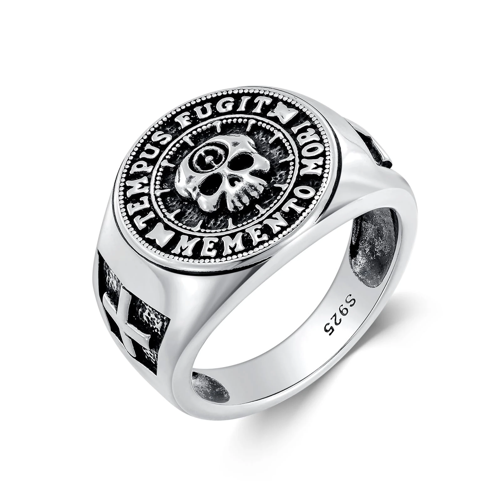 PROESS Memento Mori Ring 925 Sterling Silver Skull Ring Memento Mori Jewelry Gifts for Women and Men (Size 7)