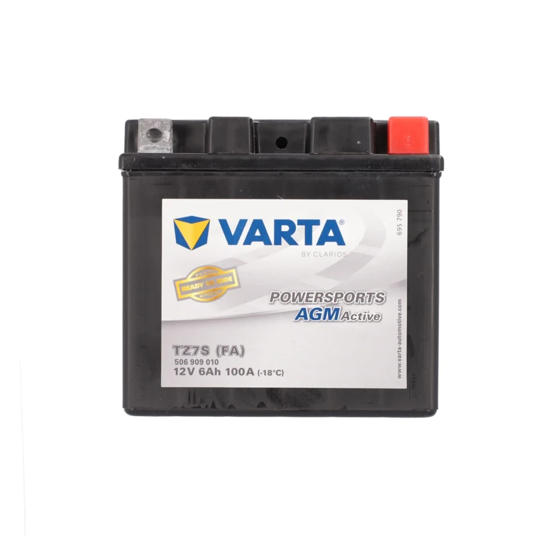 VARTA Powersports Active AGM Motorcycle Battery 6 Ah / 100 A - 105 mm - Long Life - Precharged, Maintenance Free, Suitable for Motorcycles, Scooters, Quads, Jet Skis and Snowmobiles - Black
