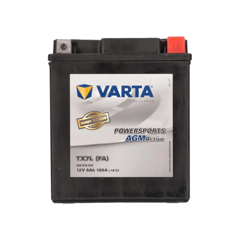 VARTA Powersports Active AGM Motorcycle Battery 6 Ah / 100 A 130 mm Long Life Pre-Charged Maintenance Free Suitable for Motorcycles, Scooters, Quads, Jet Skis and Snowmobiles Black