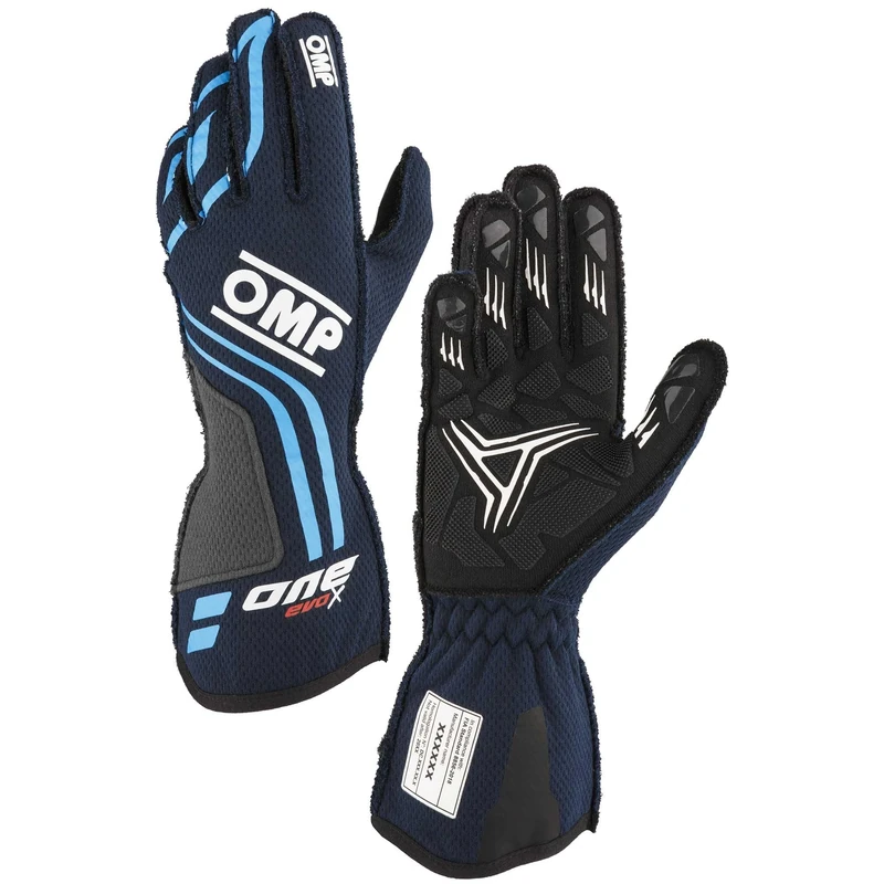 Omp Racing Gloves One EVO-X MY24 FIA 8856-2018, Navy/Cyan, Size XS
