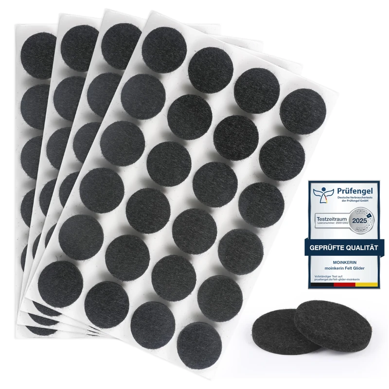 moinkerin 96pcs Pads - 20mm Felt Floor Protectors 5mm Thick Black