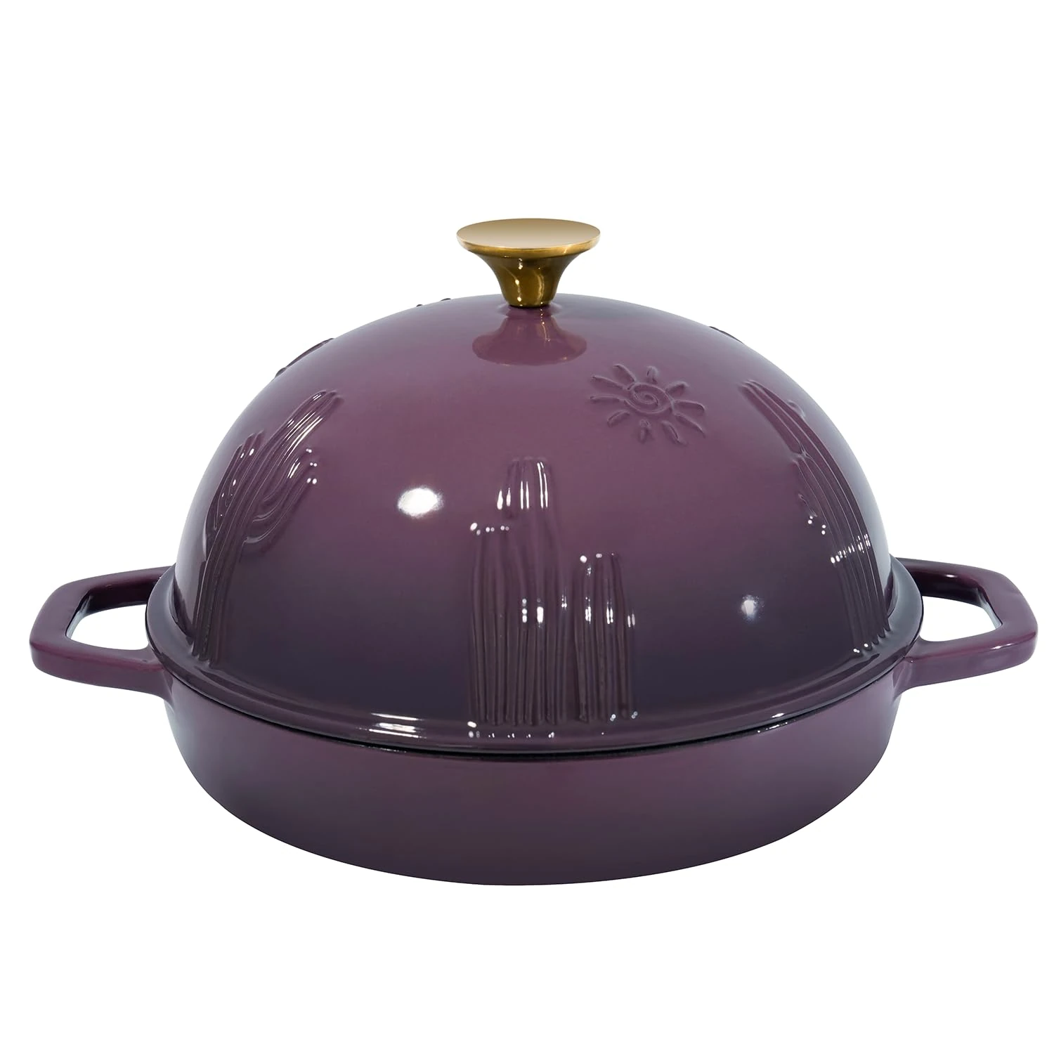Flavehc Bread Oven Cast Iron Bread Dutch Oven with Cloche Lid for Bread Baking Magenta Enameled Cast Iron Bread Oven with Dome Lid for Sourdough, 9.8 Inches