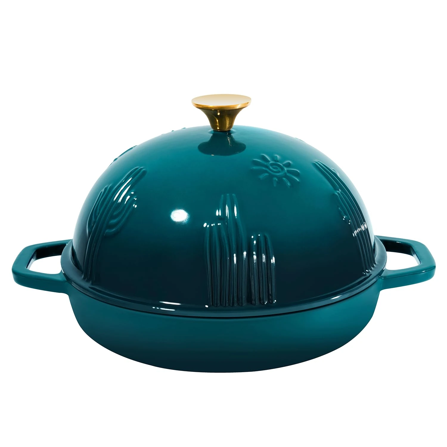 Flavehc Cast Iron Bread Oven With Cloche Lid for Baking - Darkcyan Enameled 5 qt Dutch Oven With Dome Lid for Sourdough