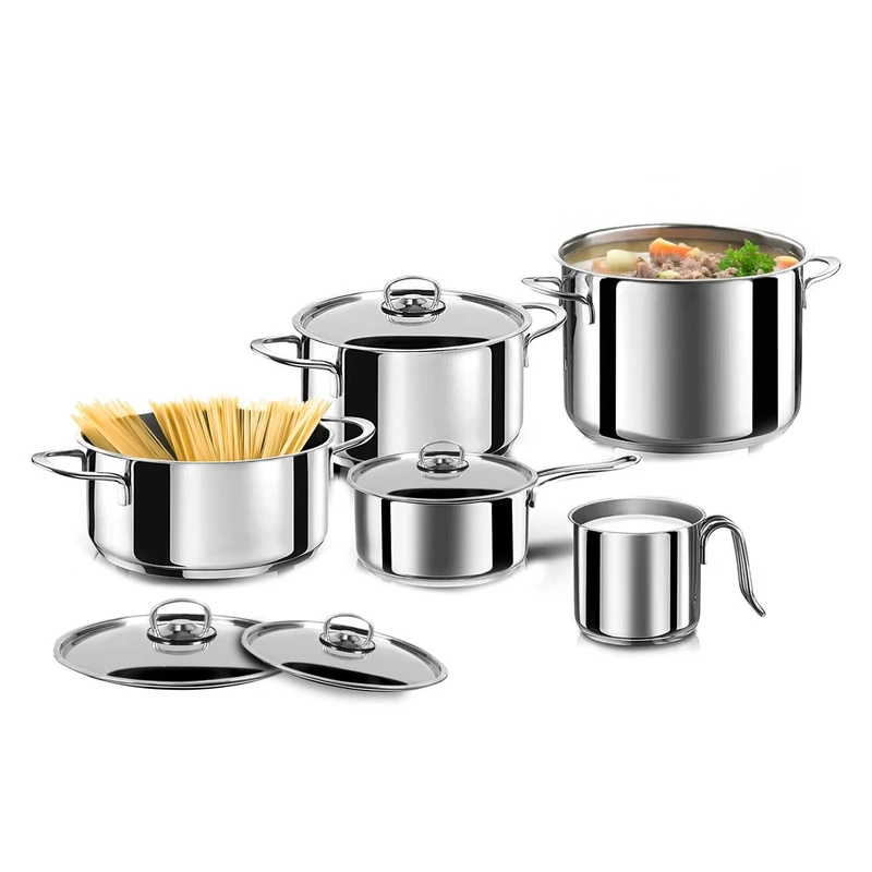 Avilia Set of 9 Stainless Steel Cookware Set with Saucepans and Lids in Various Diameters, Suitable for All Hobs - Image 1