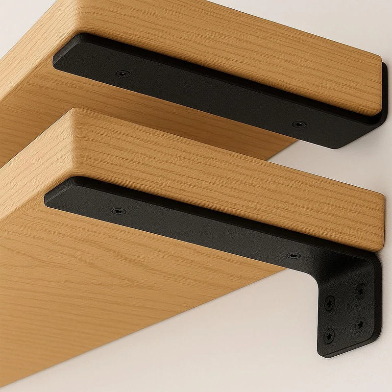 Floating Shelf Brackets 12 Inch of 6 Pack Heavy Duty Industrial Shelf Bracket Black Metal L Brackets for Shelves Support DIY(1/5 Inch Thicked)