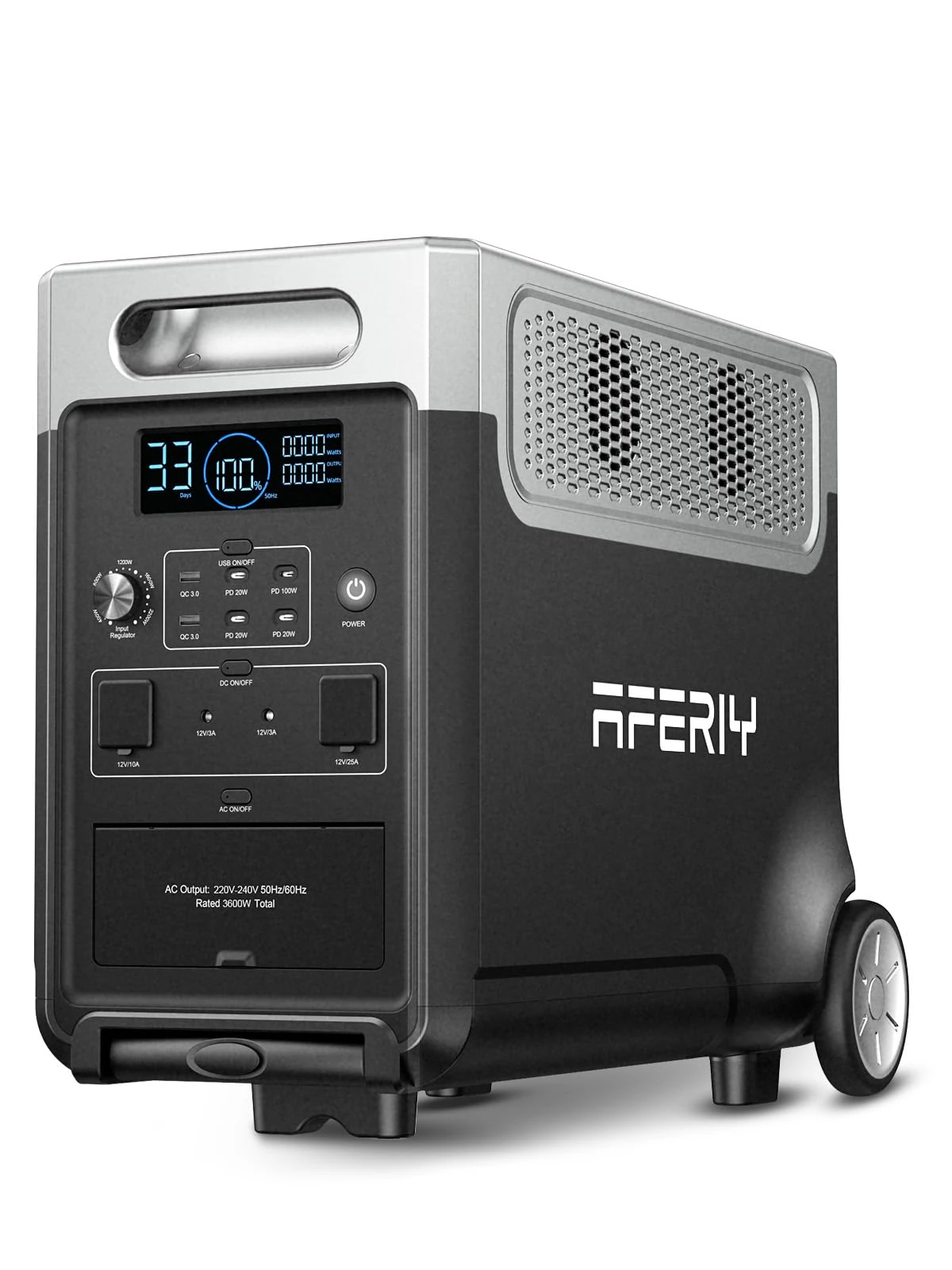 AFERIY Portable Power Station 3600W 3840Wh with 3.8-11.5kWh Expandable Capacity, Electric Generator LiFePO4 as Backup Battery, 220V-240V, EPS, UPS, BMS, Solar Generator for Home, Camping, Travel