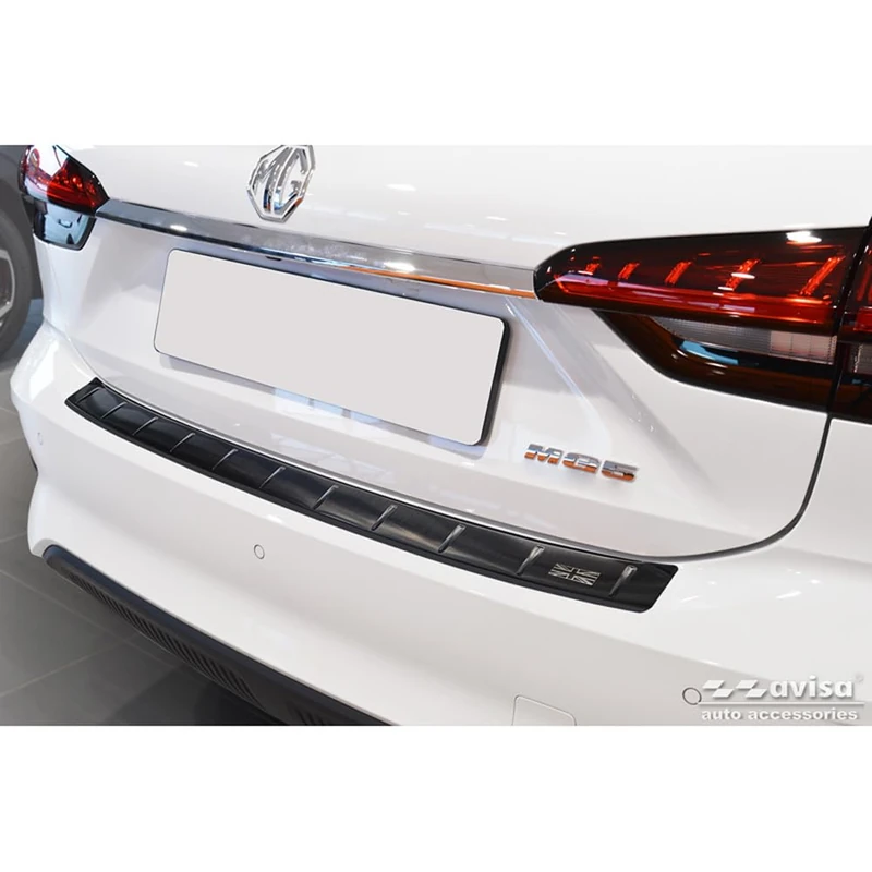 Avisa Black Stainless Steel Rear bumper protector compatible with MG 5 SW (EV) 2022- 'British Flag'