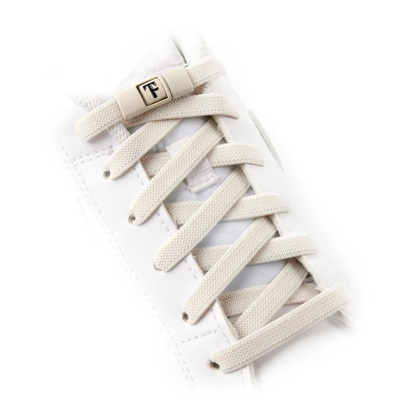 TEEZY No Tie Shoe Laces for Trainers | Premium Elastic Weave & Quick Lock Buckle | Flat Shoe Laces For Adults & Kids | Elastic Shoelaces Black White Laces No Tie | ORIGINAL (Beige)