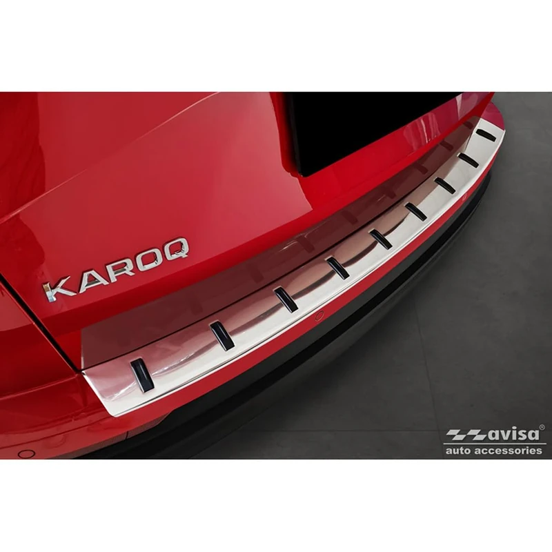 Avisa Stainless Steel Rear bumper protector compatible with Skoda Karoq (NU7) Facelift incl. Sportline 2022- 'STRONG EDITION'