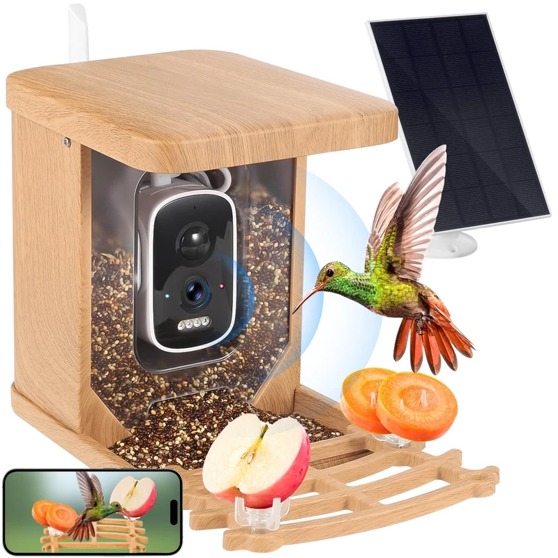 HIHIMARK Smart Bird Feeder with Camera,Solar Camera Bird Feeder House,Bird Watching Camera & AI Identify Bird Species,HD Bird Feeder Cam Capture Bird Features&Recording.Ideal Gift for Watching Birds