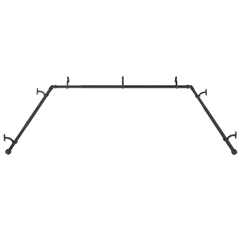 Mayrhyme Black Bay Window Curtain Rods with Aluminum End Cap Finials and Brackets, Adjustable 36-72 Inch Center Rod, 20-36 Inch Side Rods, 1 Inch Diameter