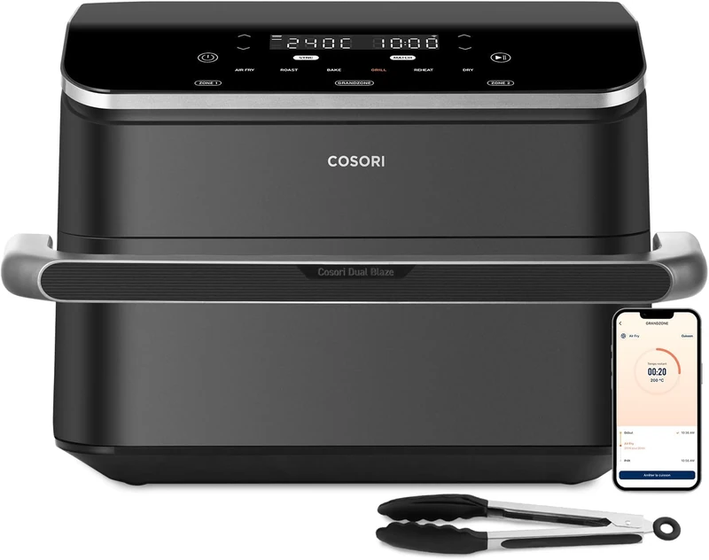 COSORI TwinFry Hot Air Fryer 10L Airfryer, Dual Blaze Hot Air Fryer, 2 Chambers with Removable Separator, 45% Energy Saving, 70 Exclusive Online Recipes, WiFi Connected, 6-in-1