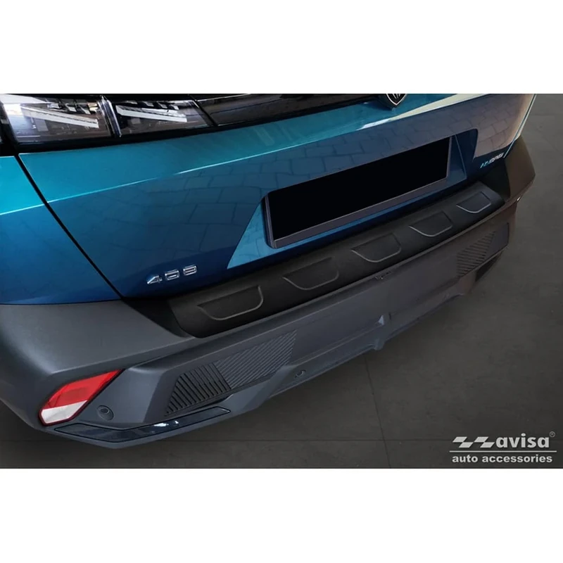 Avisa Matte black Stainless Steel Rear bumper protector compatible with Peugeot 408 II Fastback 2023-