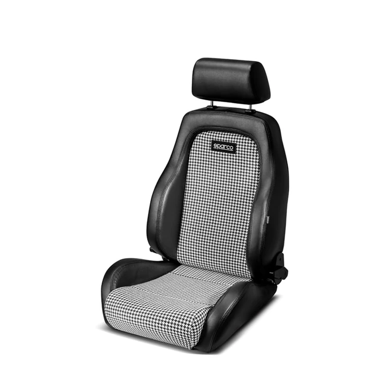 Sparco Sport Seat GT - Black Skai + Black/White 'Retro' Microfibre - Reclinable