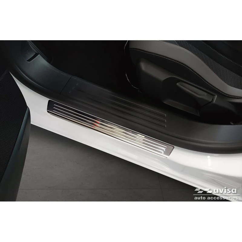 Avisa Stainless Steel Door sill protectors compatible with Opel Mokka II 2020- 'Lines' - 4-pieces
