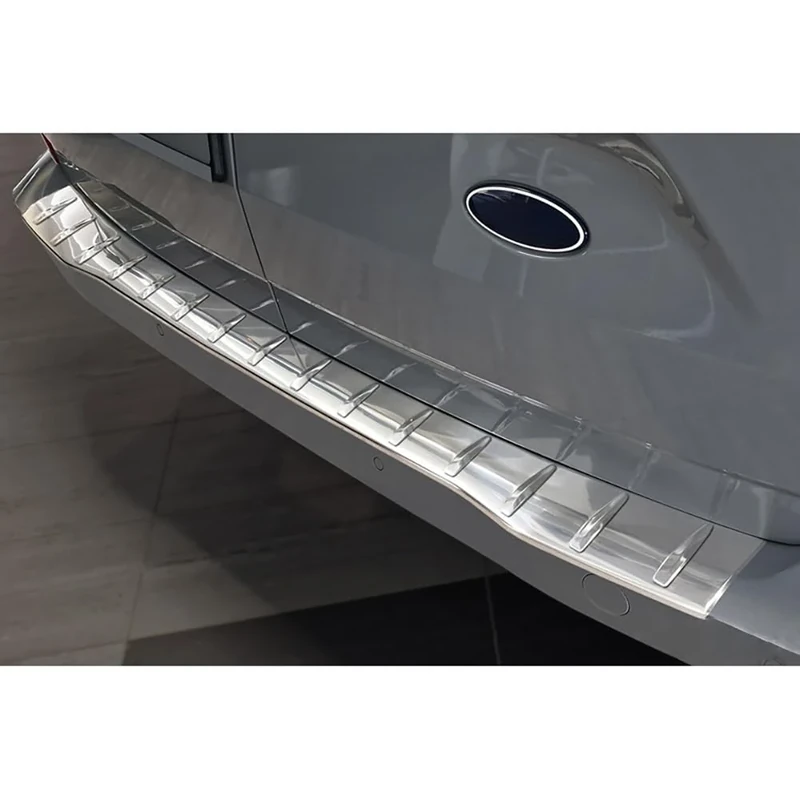 Avisa Stainless Steel Rear Bumper Protector compatible with Ford Transit Custom & Tourneo Custom (V710) 2023- / Volkswagen Transporter T7 2024- 'Ribs'