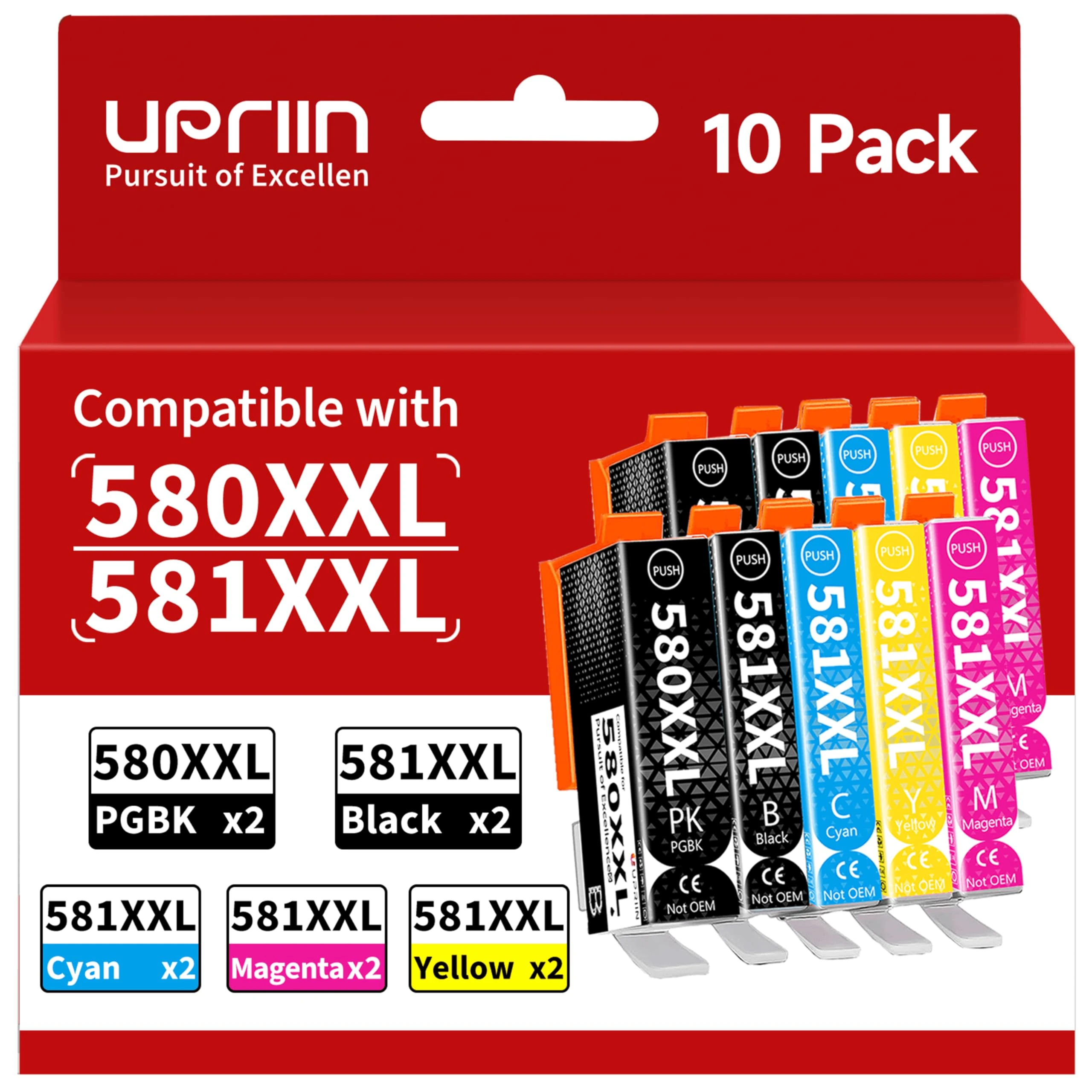 UPRIIN PGI-580XXL CLI-581XXL Ink Cartridges for 580XXL 581XXL Ink Cartridges Compatible for PGI-580XXL CLI-581XXL for Pixma TS6150 TS6151 TS6250 TS6251 TS6350 TS6351 TS705 TR7550 TS8150 TS815