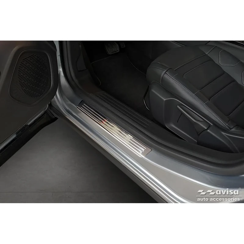 Avisa Stainless Steel Door sill protectors compatible with Citroën C4 III 2020- & C4 X 2022- 'Lines' - 4-pieces