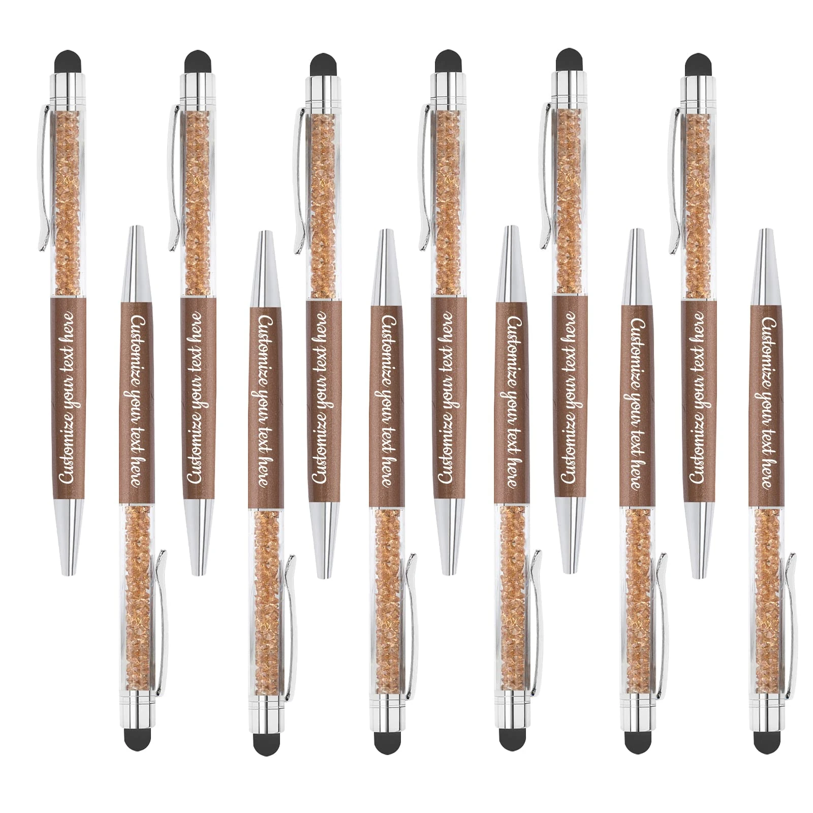 Stylish Crystal Touch Screen Ballpoint Pen, Up to 300 Ballpoint Pens, Personalized Message Name Pens, Personalized Ballpoint Pens Using Your Custom Text for Office, School, Graduation Gifts - 252PC