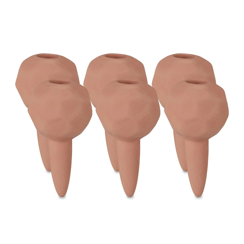 Relaxdays Clay Globes Set of 6, Houseplants & Flowerbeds, Automatic Watering, Ceramic, for Vacation & Office, Terracotta, 11 x 6 x 6 cm