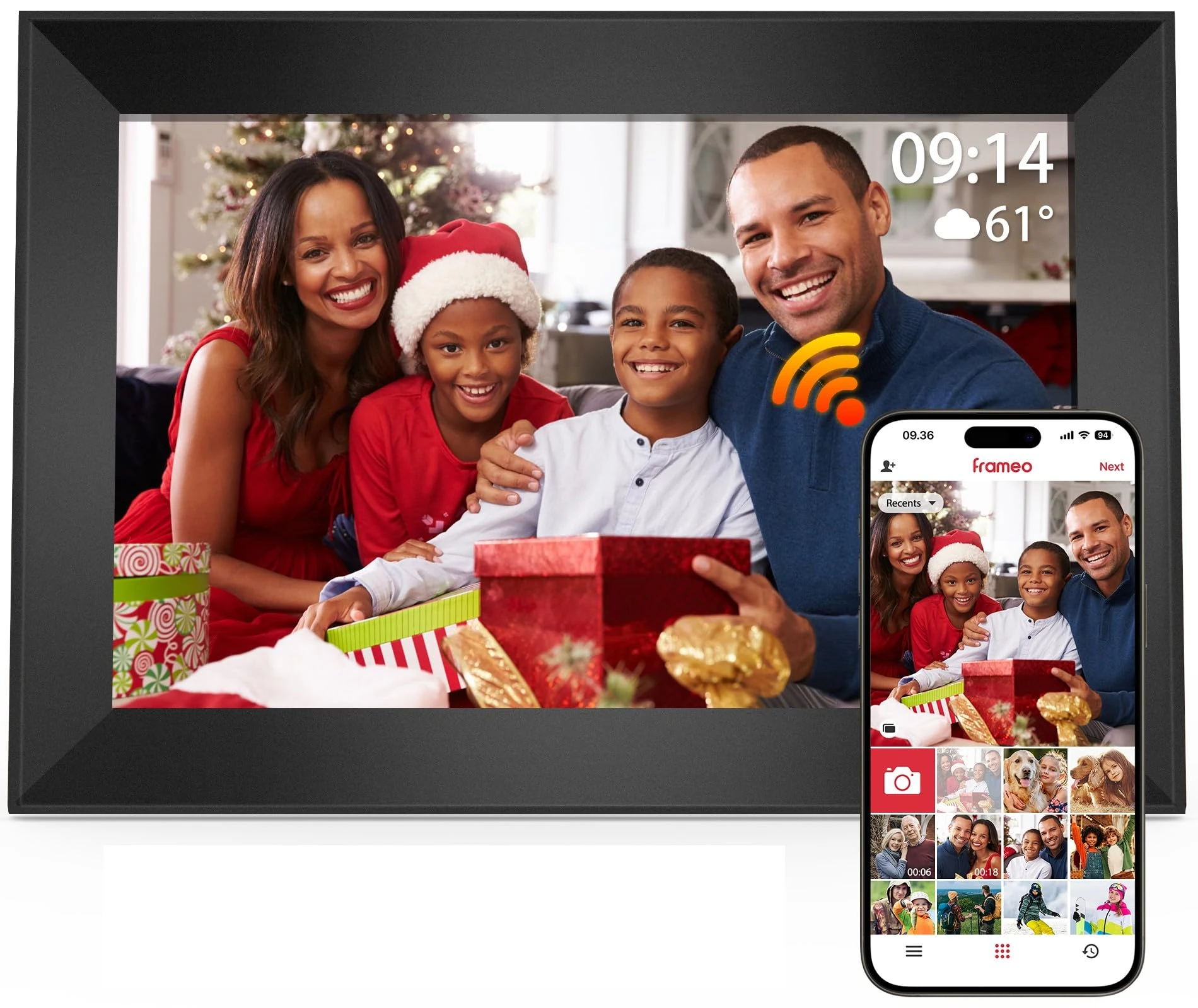 Frameo 10.1 Inch WiFi Digital Picture Frame, 1280x800 HD IPS Touch Screen Photo Frames, 32GB Memory, Auto-Rotate, Desk or Wall Mounted, Share Photos/Videos Instantly via Frameo App from Anywhere