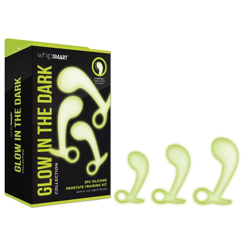 Whipsmart 3 Pcs Glow in The Dark Prostate Training Kit Anal Plug White One Size
