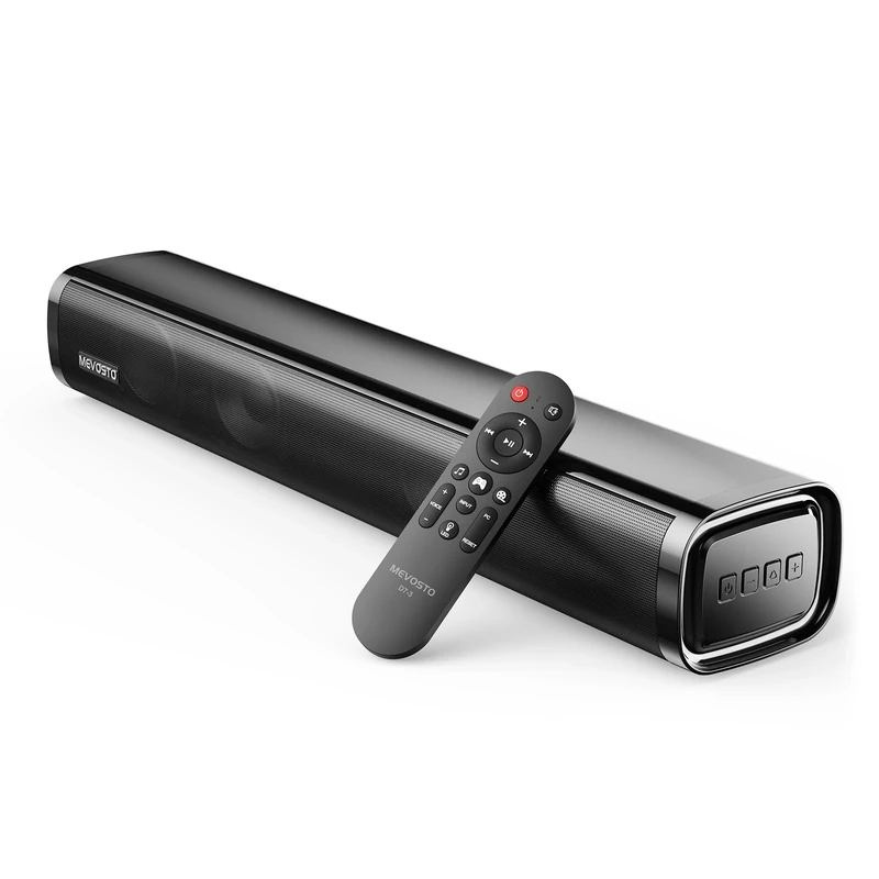 MEVOSTO Soundbar, 2.1CH Mini Sound Bar for TV with Subwoofer, 60W Computer PC Speaker with BT 5.4, USB Digital Audio/Optical/AUX Input Custom Treble Settings-16inch