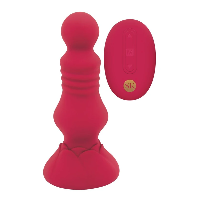 Secret Kisses Remote Vibrating Floret Buttplug Red One Size