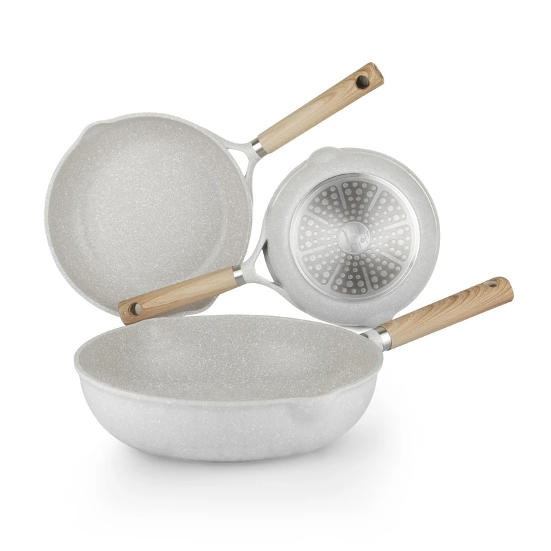 KASANOVA, Belly Cosy Non-Stick Cookware Set, Non-Stick Cookware Set with Anti-Scratch and Anti-Abrasion Coating and Soft Touch Handle (3 Pieces)