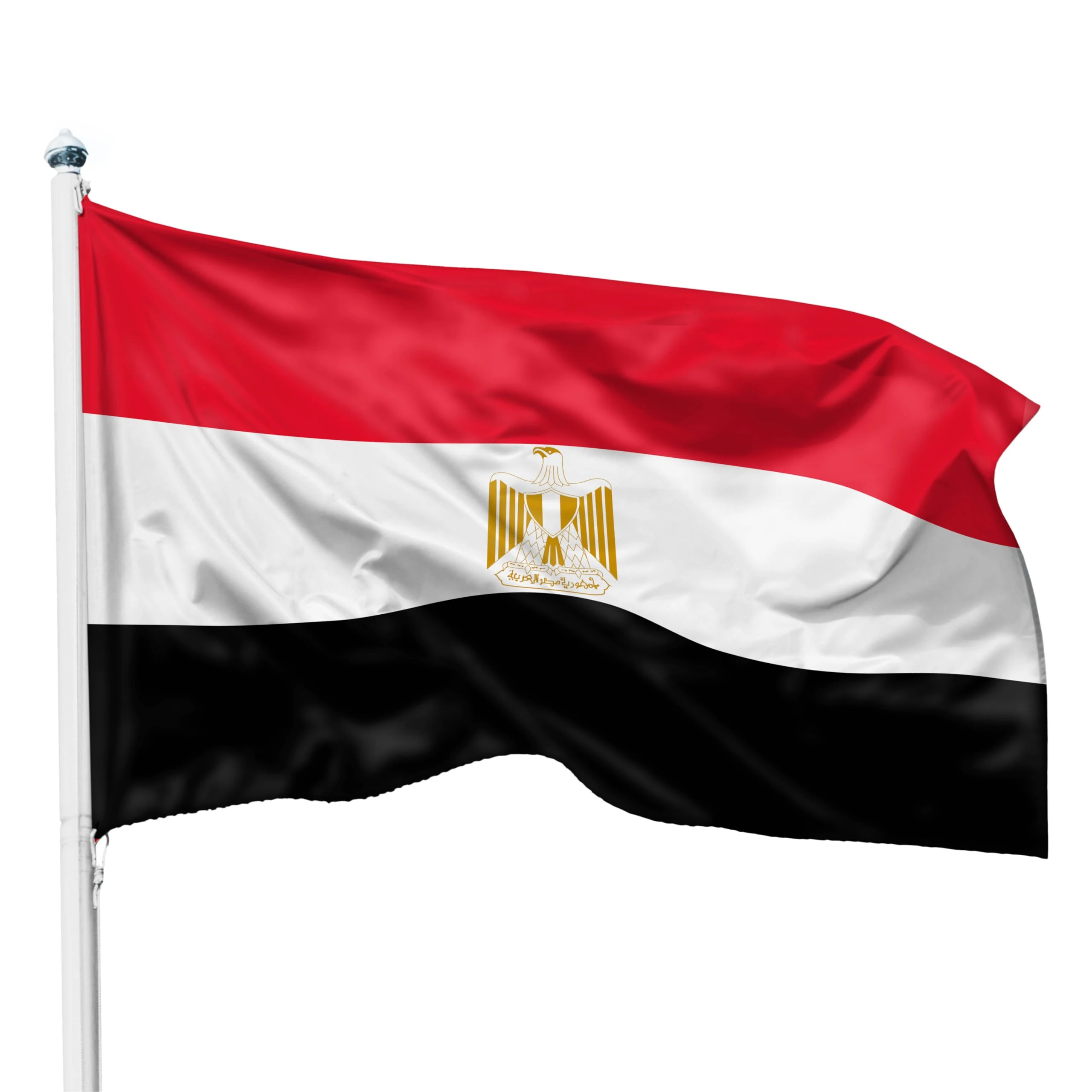 PHENO FLAGS Egypt flag - Egyptian flag 90 x 150 cm with brass eyelets - durable flag for flagpole - 100% polyester