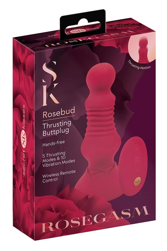 Secret Kisses Remote Thrusting Rosebud Buttplug One Size