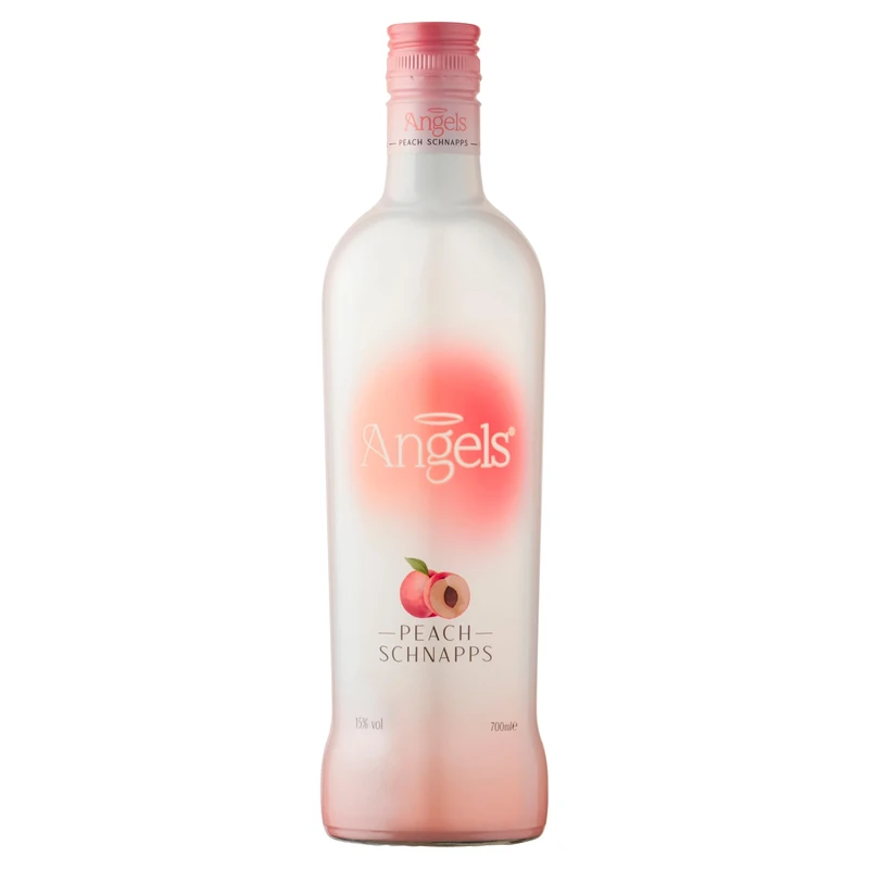 Angels Peach Schnapps Liqueur 70cl, 15% ABV — Peach Flavoured Schnapps, Vegan Friendly, Great for Bellinis, Cocktails & Shots