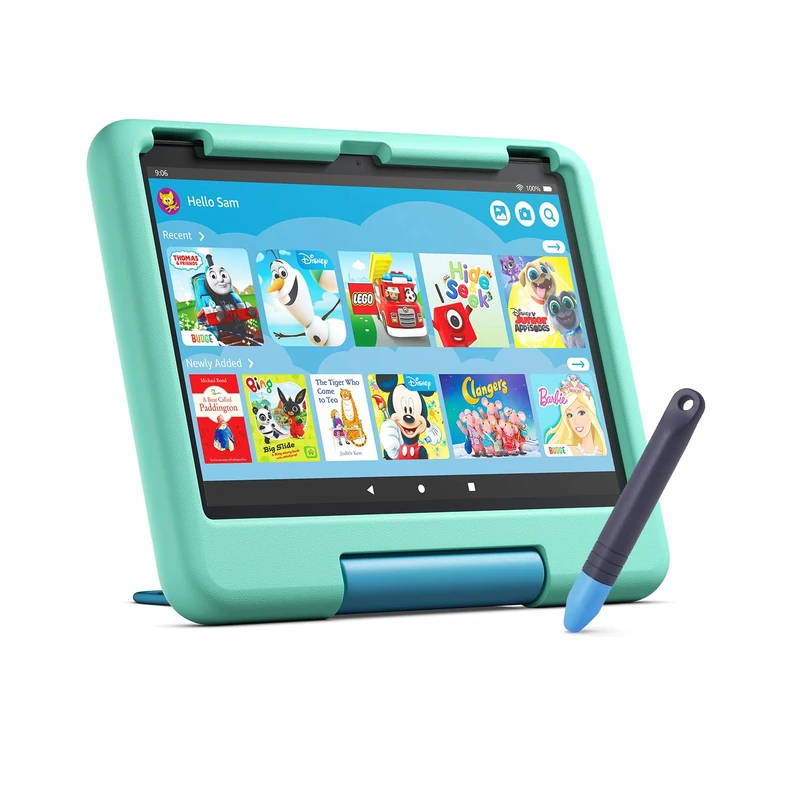 Amazon Fire HD 10 Kids tablet + Amazon Kid-Friendly Tablet Stylus with Tether