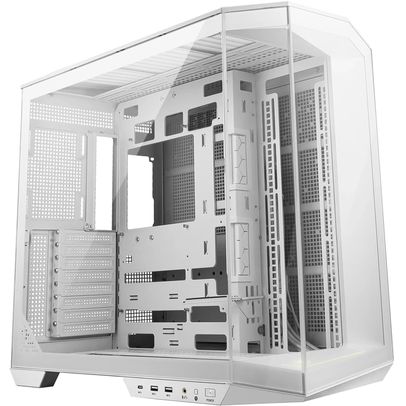 MSI MAG PANO 100L PZ WHITE ATX PC Case - ATX Capacity, Verical GPU Installation Bracket, GPU Holder, Dust Filters, Swinging Storage Bracket, Dual-chamber, USB 20Gbps Type-C