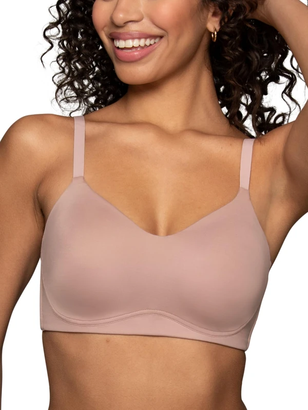 Vanity Fair Women's Beauty Back Smoothing Wireless Bra, Comfort and Support, Simple Sizing Available S-3xl, Semi-Sheer, Baked Blush, M