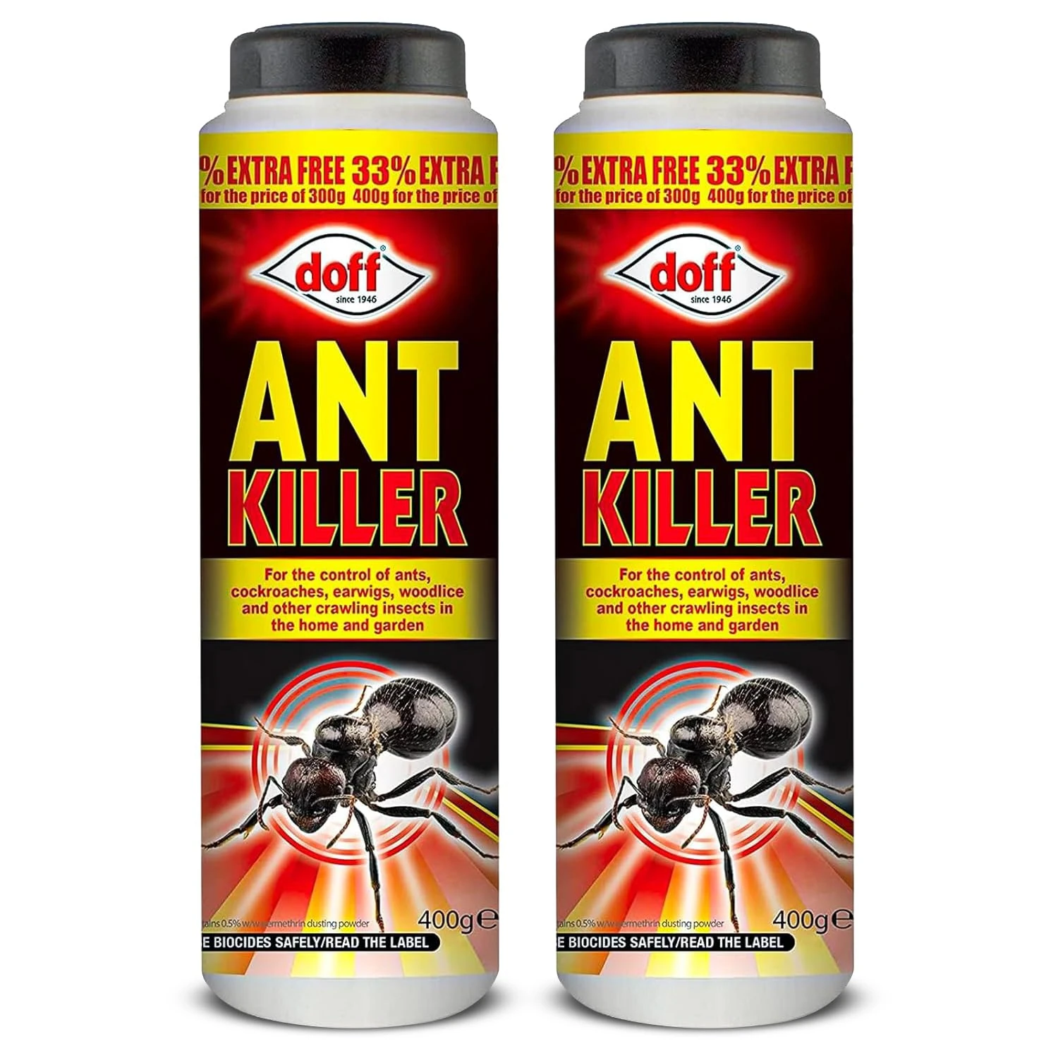 Quebec Ant Killer Powder 400g – Crawling Insect Killer – Kills Ants, Cockroaches, Woodlice, Earwigs – Indoor & Outdoor Pest Control Dusting Powder (Pack of 2)