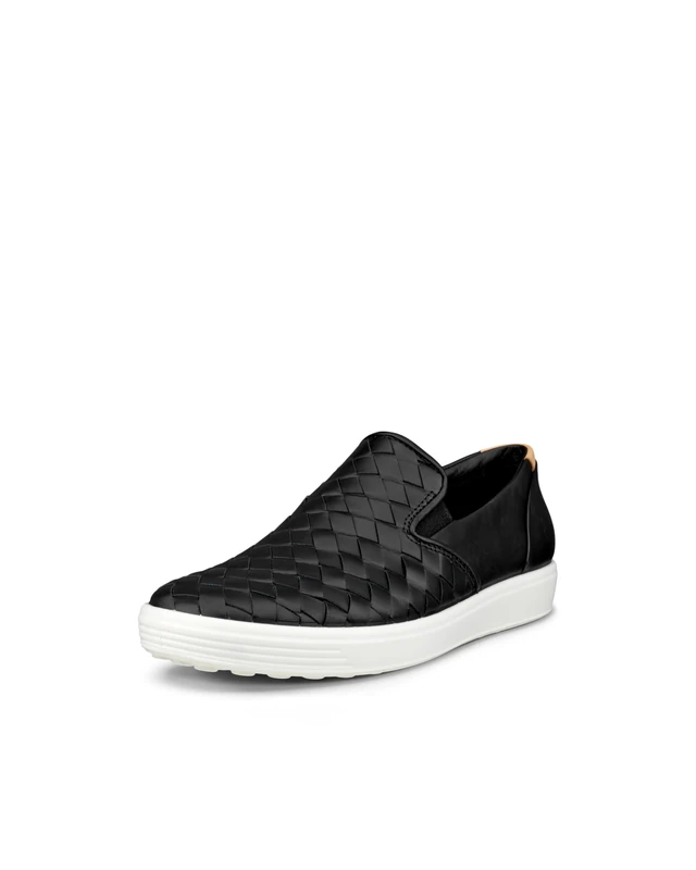 ECCO Women's Soft 7 Woven Slip-on 3.0 Sneaker, Black, 4-4.5