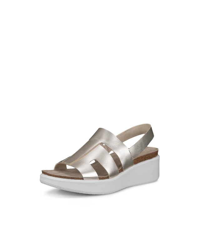ECCO Women's Flowt Cork Oasis Sandal, Pure White Gold/Pure White Gold, 8-8.5