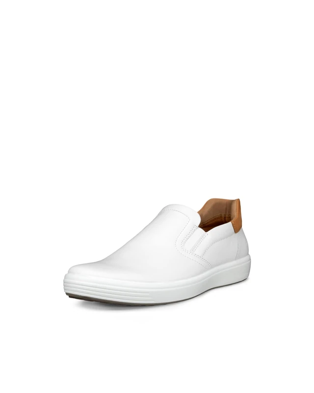 ECCO Men's Soft 7 Easy Slip on Sneaker, White/Lion, 12-12.5