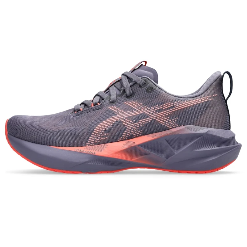 ASICS Women's Novablast 5 Sneaker, Greyish Purple/Coral Reef, 7.5 UK
